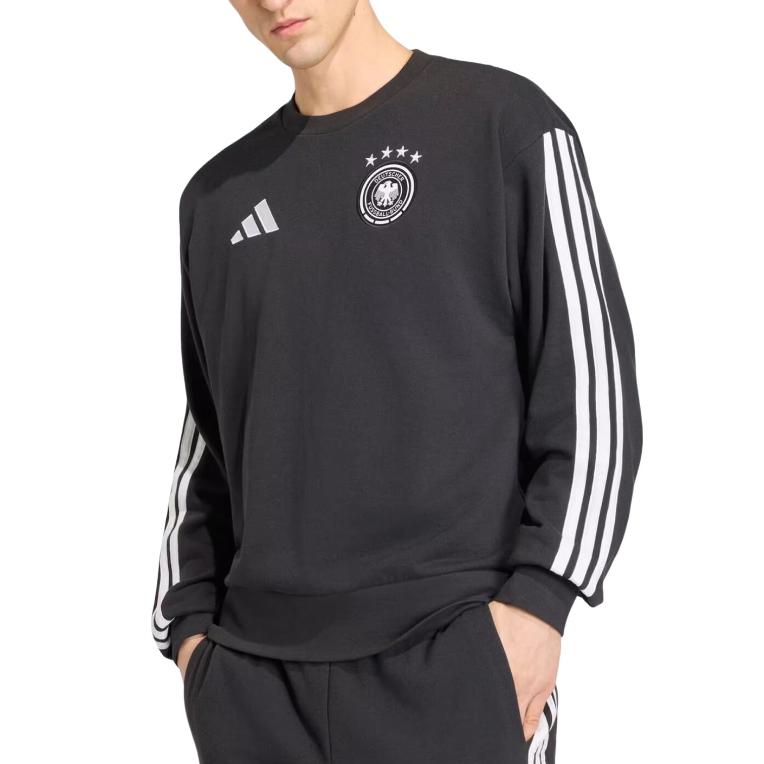Свитшот Adidas Germany DNA Crew Sweat 'Black' — фото 2