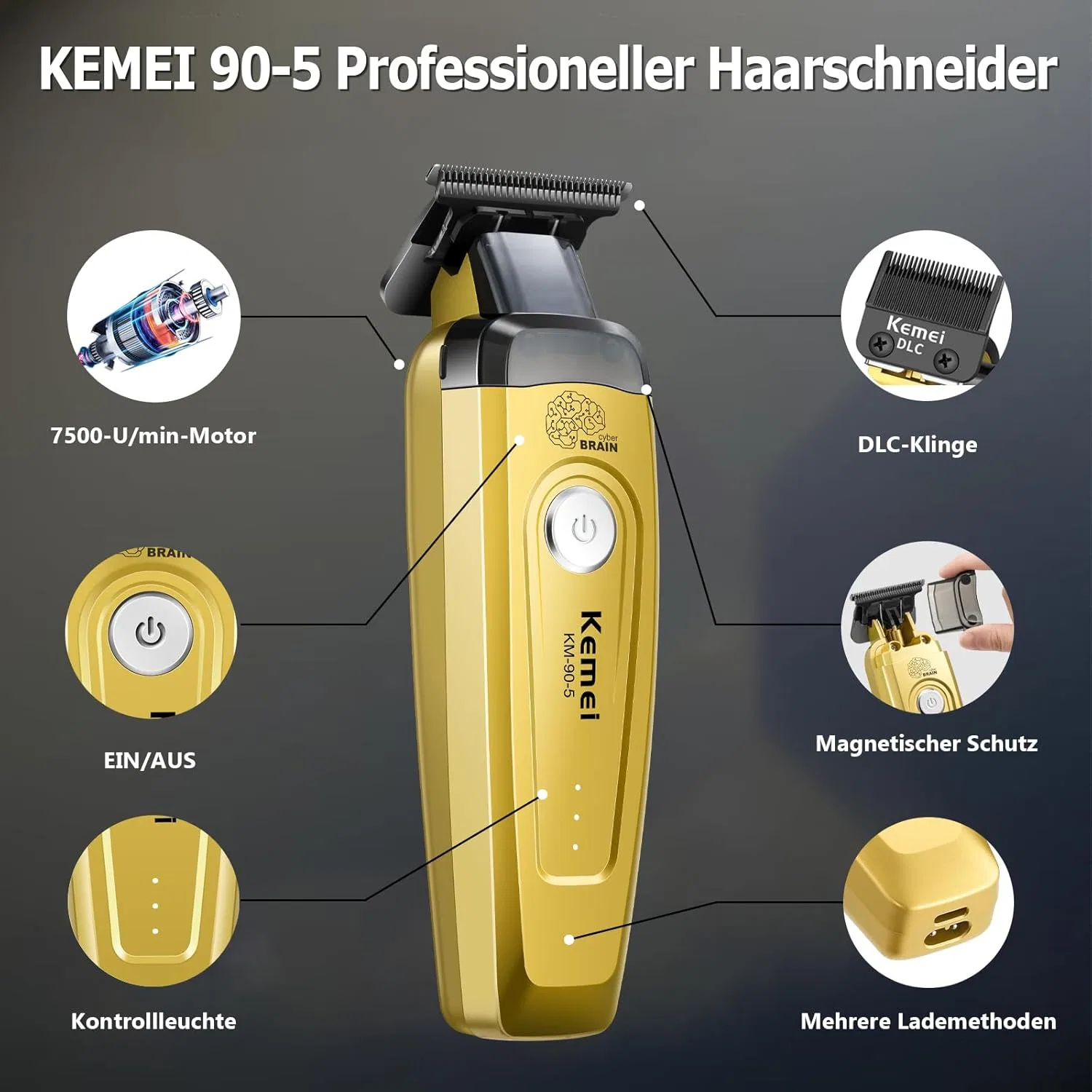 Триммер для волос и бороды KEMEI 90-5 с DLC-лезвием Kemei — фото 4