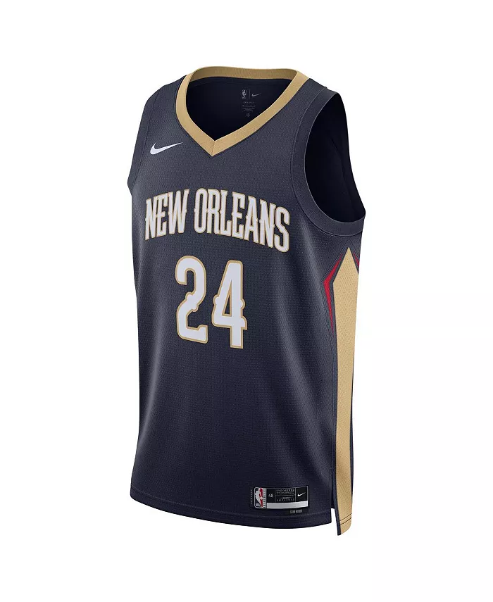 Мужская и женская баскетбольная майка Hawkins Navy New Orleans Pelicans Swingman Jersey - Icon Edition Nike — фото 2