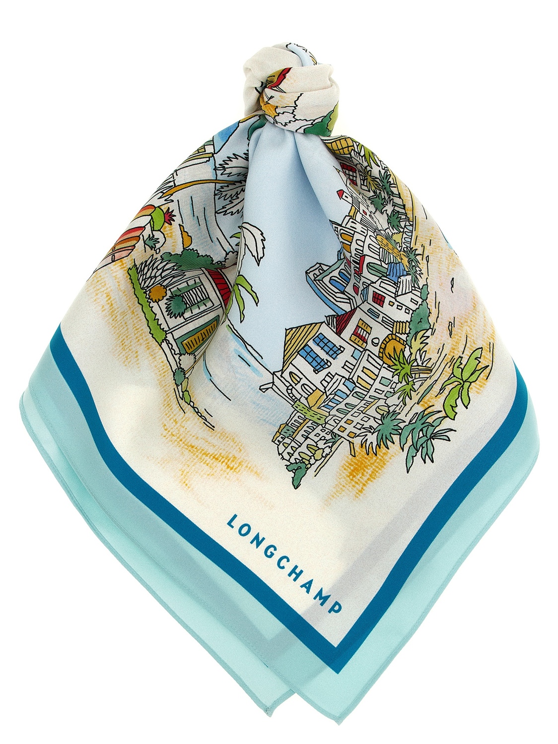

Платок «Скорее бы лето» Longchamp, голубой