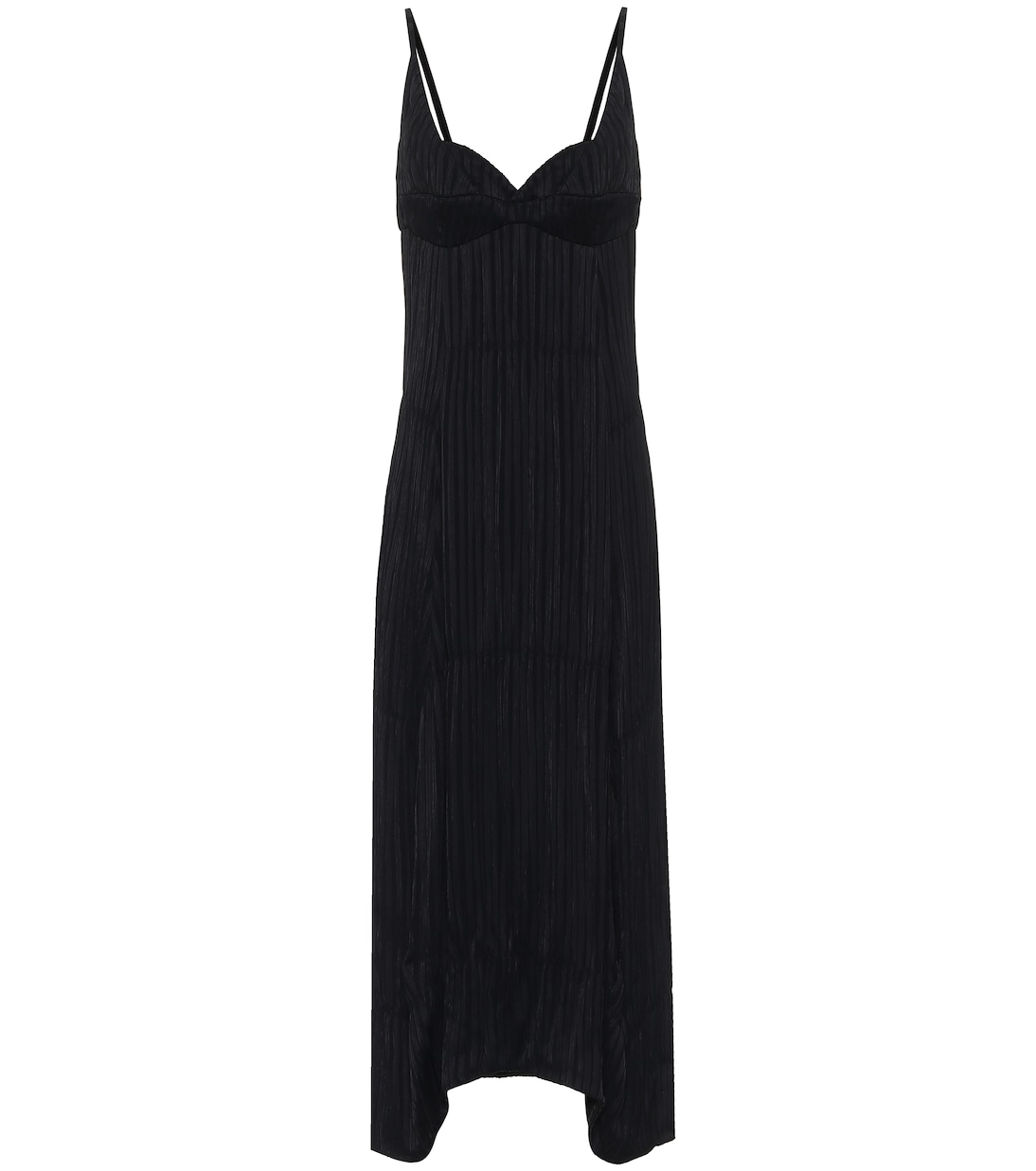 

Платье макси из плиссированного жоржета Jil Sander, черный