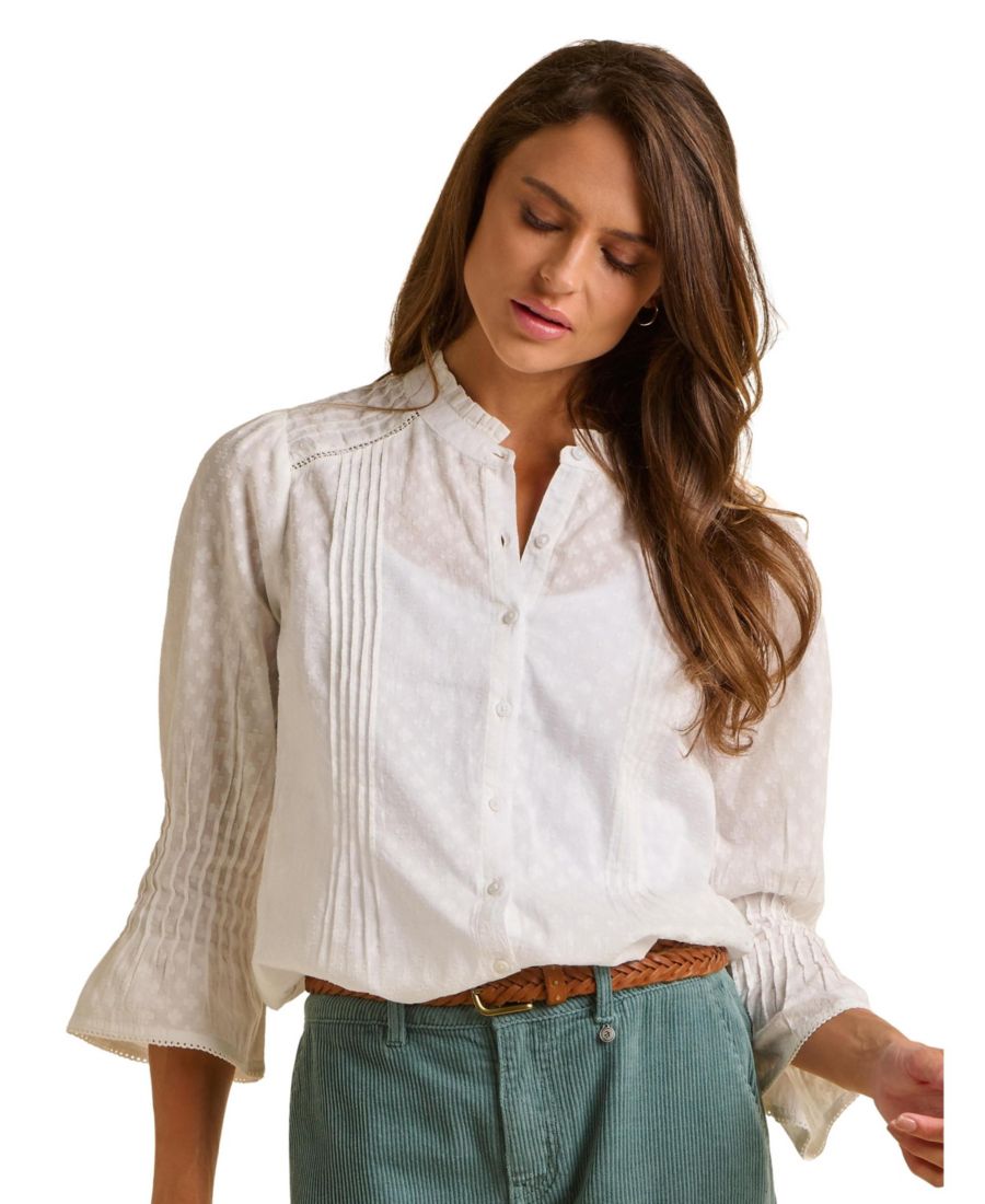 

Женская рубашка Elva с рукавами 3/4 и высоким воротником Brakeburn, Cream