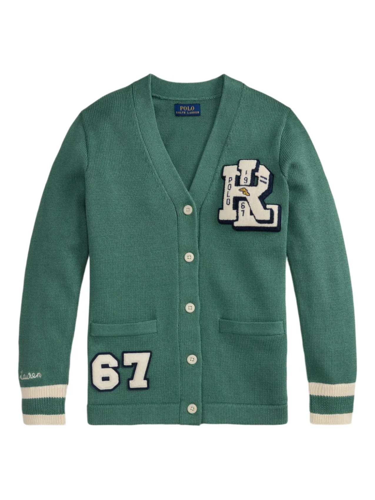 

POLO RALPH LAUREN KIDS вышитый университетский кардиган, зеленый