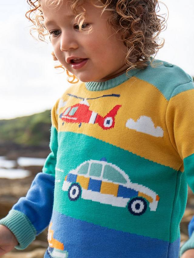 Детский свитер Elwood вязаный Frugi, Green/Multi — фото 2