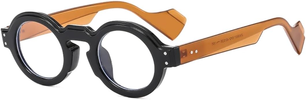 

Круглые солнцезащитные очки для женщин и мужчин в стиле панк, двухцветные, ретро, ​​с заклепками, модные солнцезащитные очки с прозрачными линзами и защитой от УФ-излучения UV400 SZVVBKK, Black White