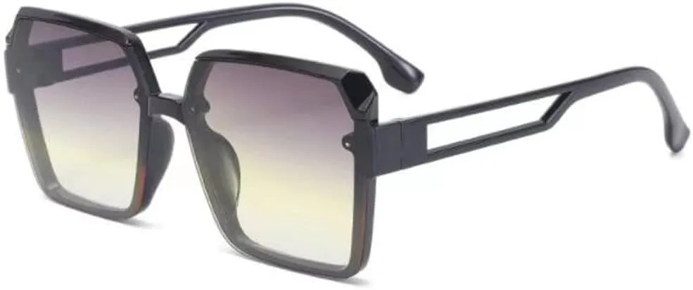 

Солнцезащитные очки PUB с большой квадратной оправой и защитой от ультрафиолета UV400, мужские и женские, с полыми дужками, Black Frame Grey Yellow Flake