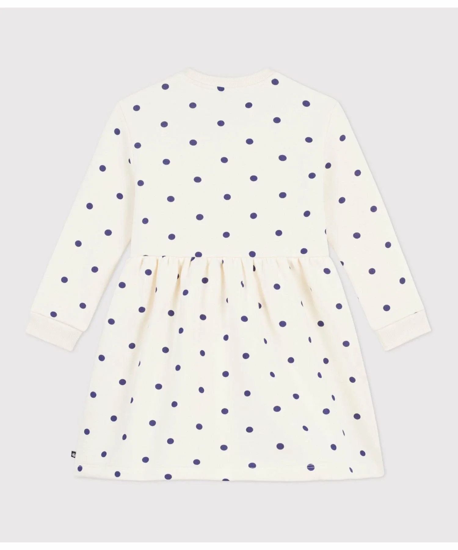 Платье в горошек на флисовой подкладке PETIT BATEAU, Off-white/blue — фото 2