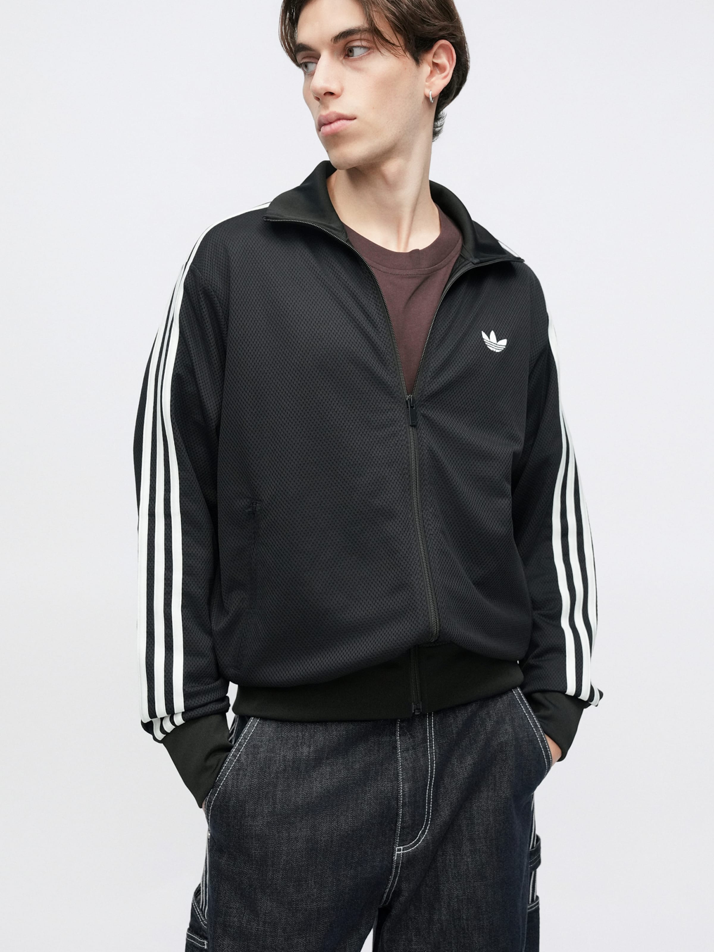 Adidas Originals Толстовка с молнией 'Firebird Adicolor' в черном цвете — фото 3