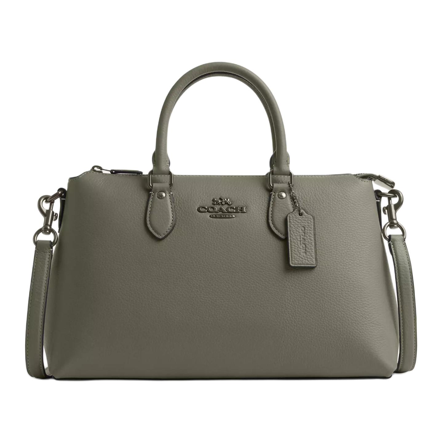 

Кожаная сумка через плечо большая женская армейского зеленого COACH