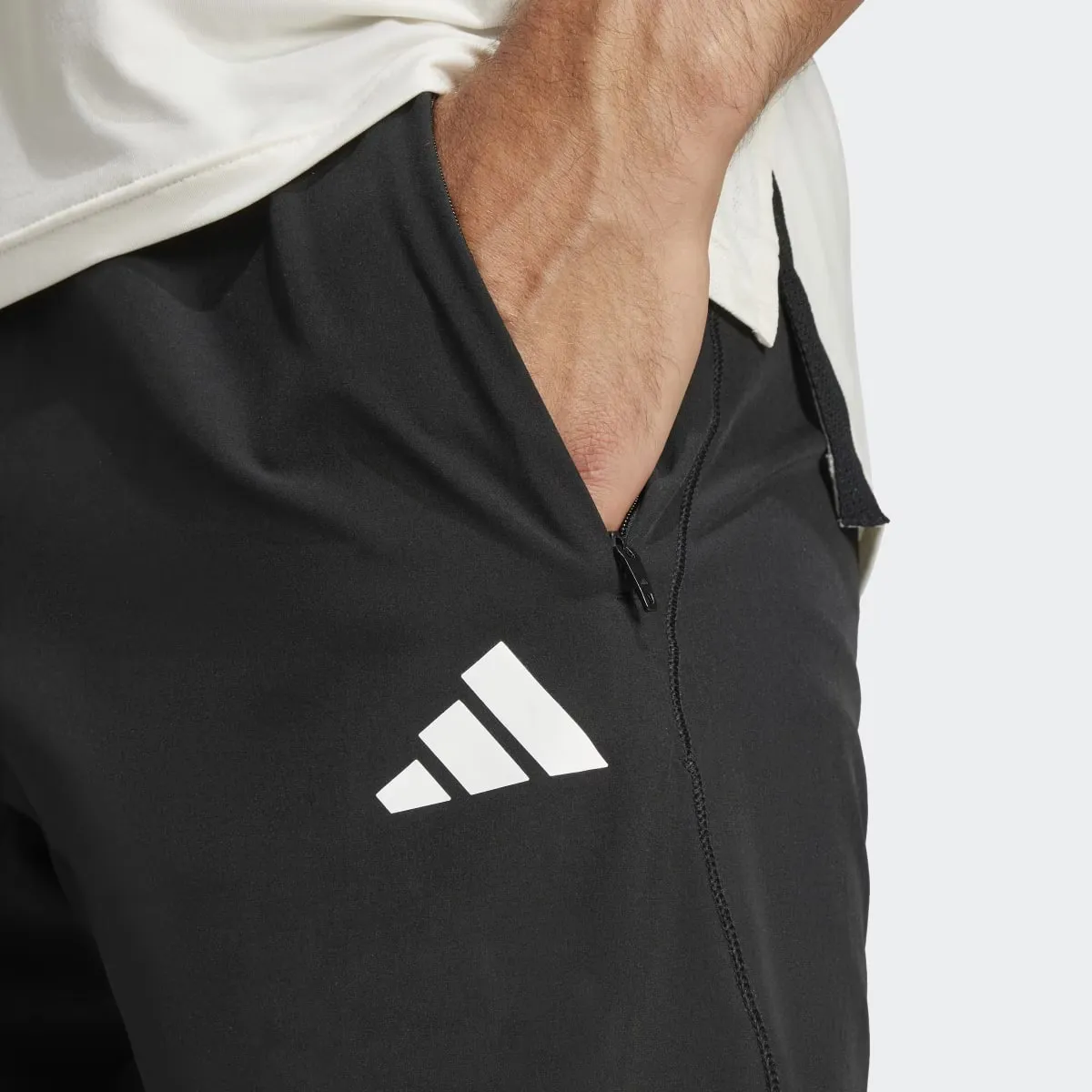 Мужские Icon Тканые Брюки Adidas в 3 полоски, чёрный — фото 3