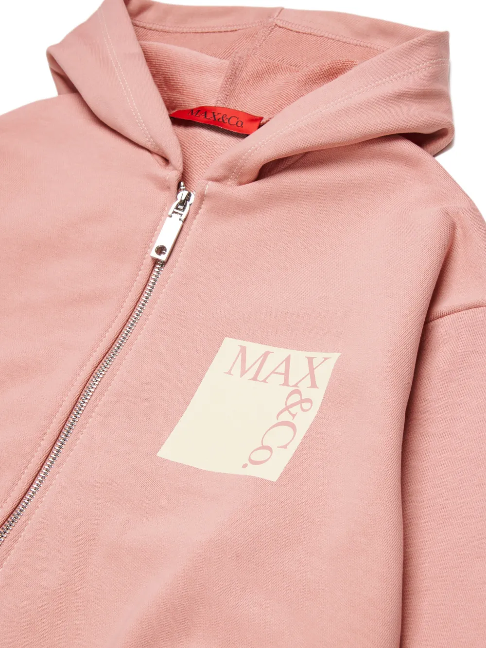 Худи на молнии с логотипом Max&Co. Kids, розовый — фото 3