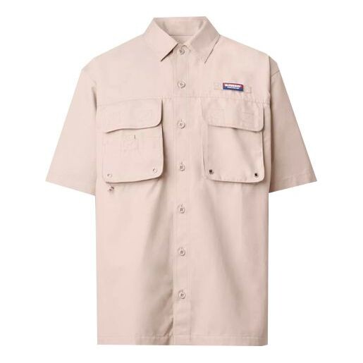 

Рубашка men's logo cotton multiple pockets short sleeve shirt khaki Burberry, хаки
