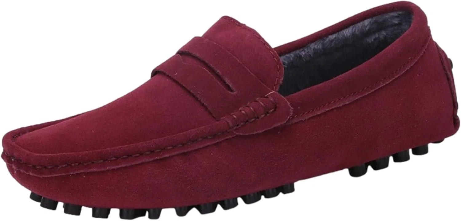 Лоферы замшевые ANUFER Burgundy-plush Lined