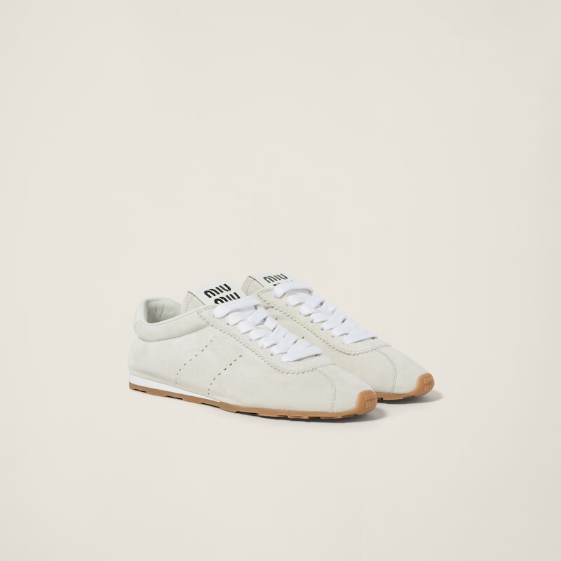 

Кроссовки Plume из замши Miu Miu, белый