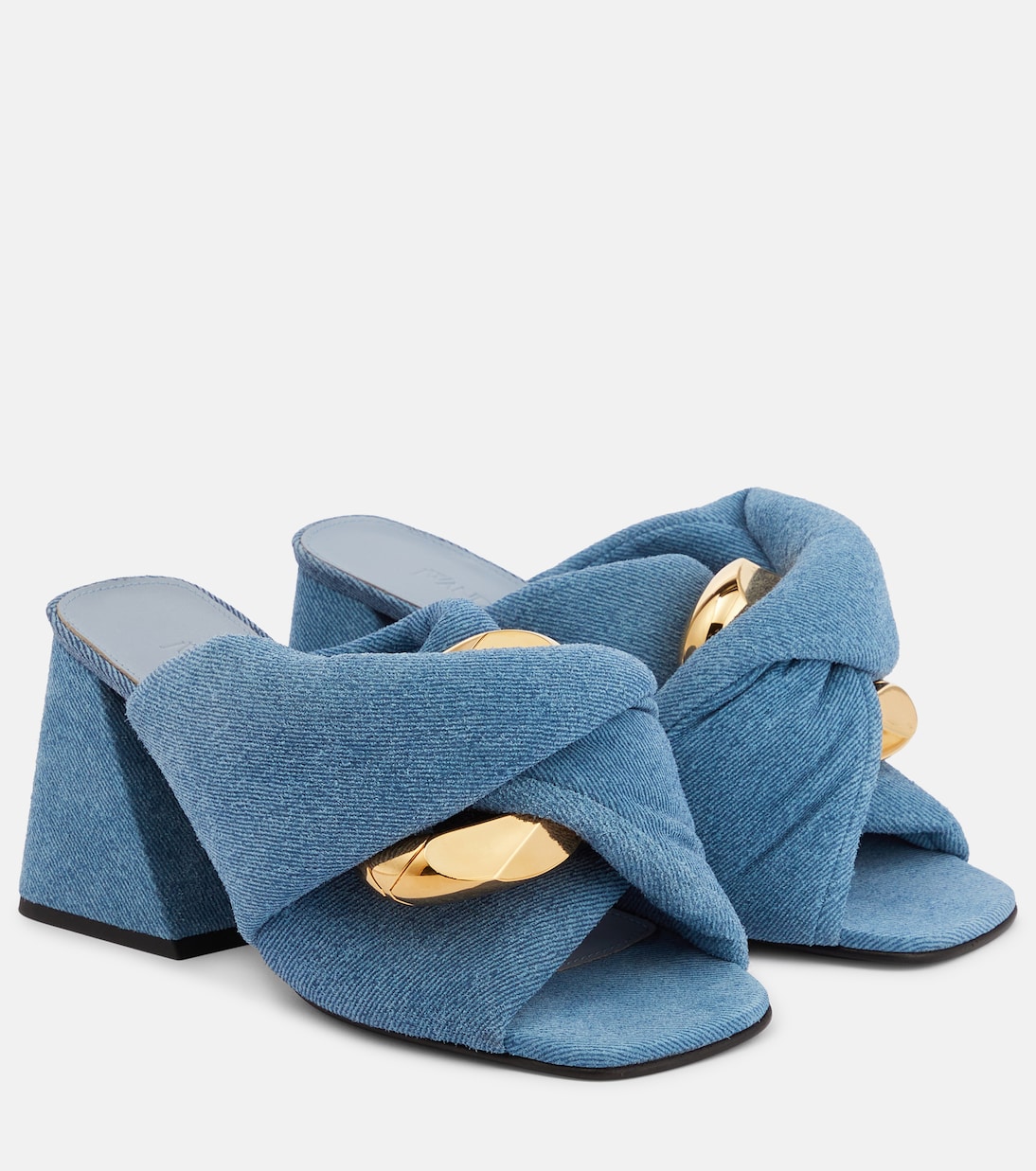 Джинсовые мюли с цепочкой и перекруткой JW Anderson, светло-синий