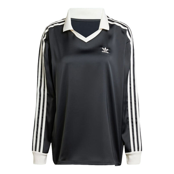 

Футболка 3 полоски атласная футболка с длинным рукавом азиатские размеры Adidas, черный