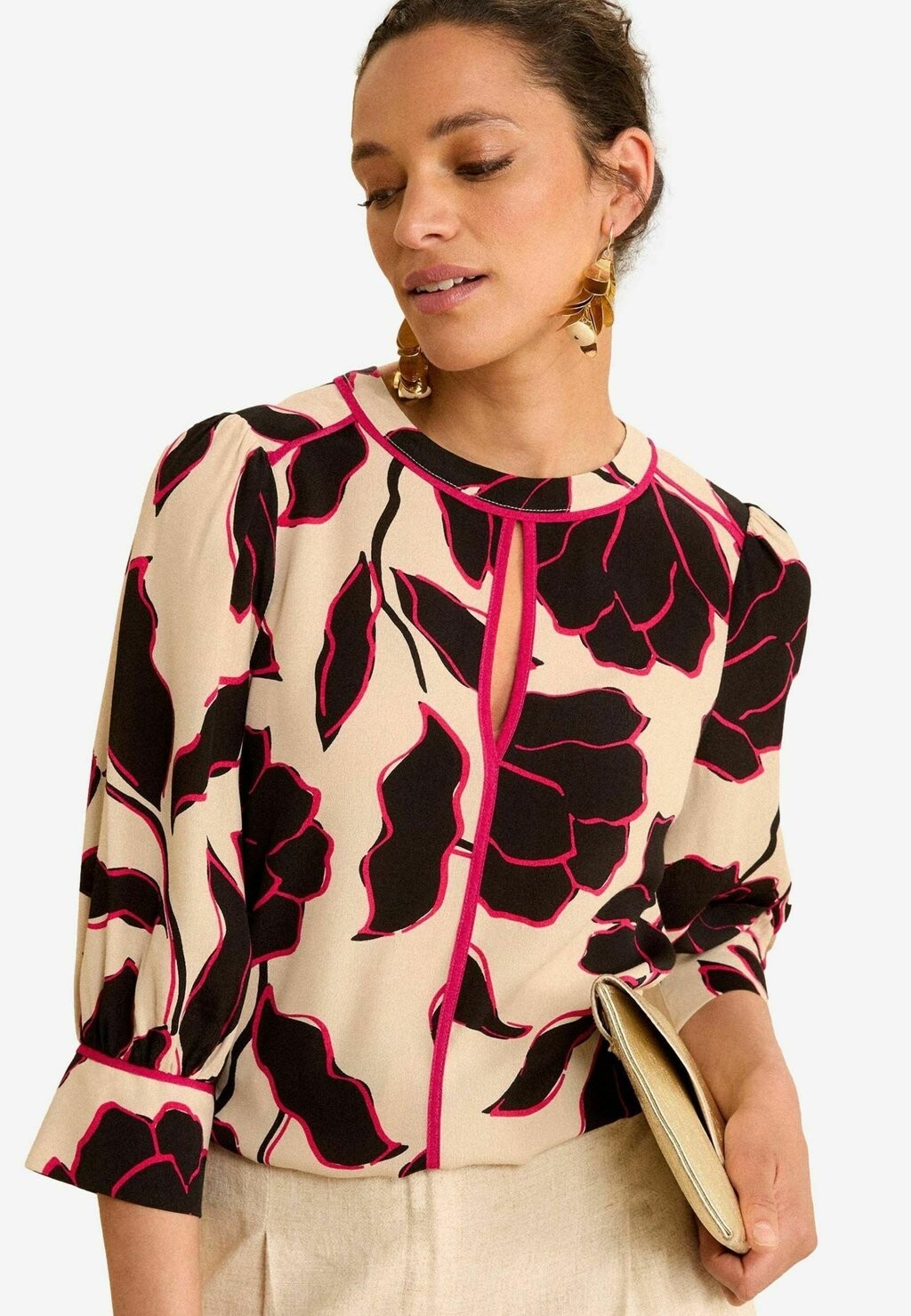 

Блуза TIPPED KEYHOLE REGULAR FIT Love & Roses, бежевый