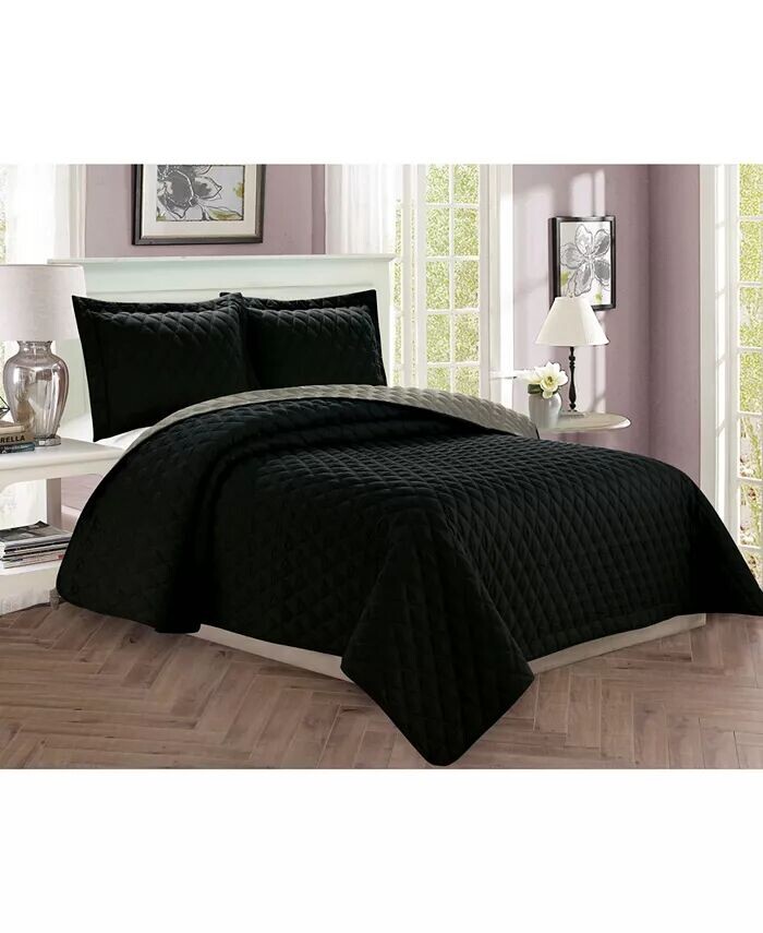 

Роскошные комплекты стеганых покрывал с ромбовидным дизайном Elegant Comfort, серебро