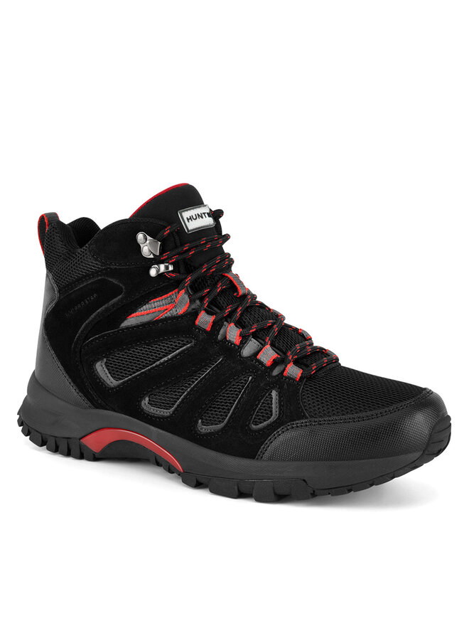 Мужские ботинки Hunter MASON MID HIKER WP с сетчатыми вставками, черно-красный — фото 2