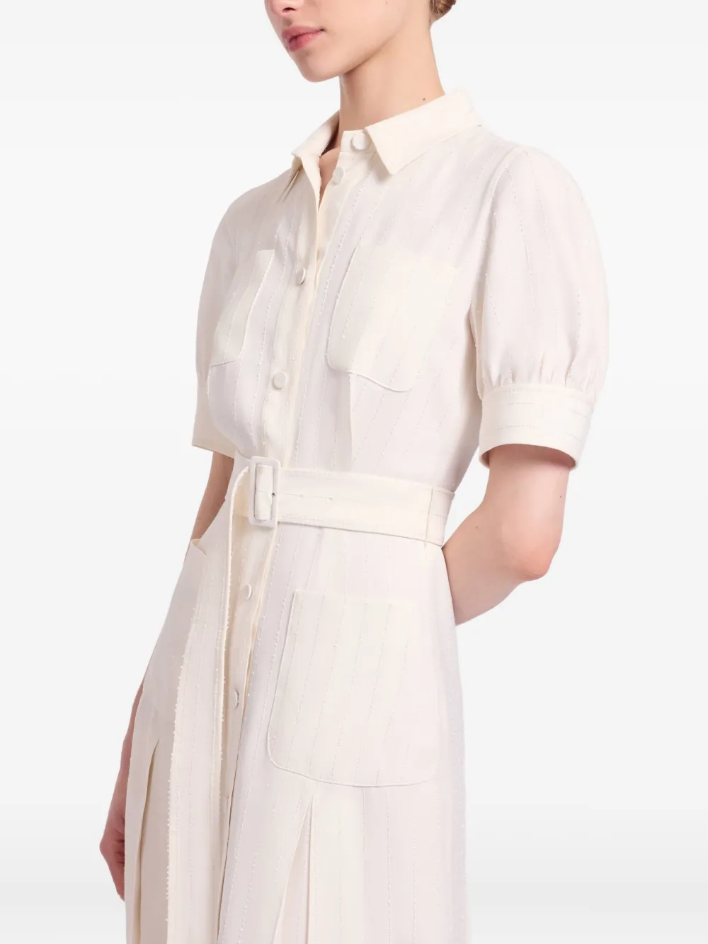 

Украшенное миди-платье в тонкую полоску Elie Saab, нейтральный