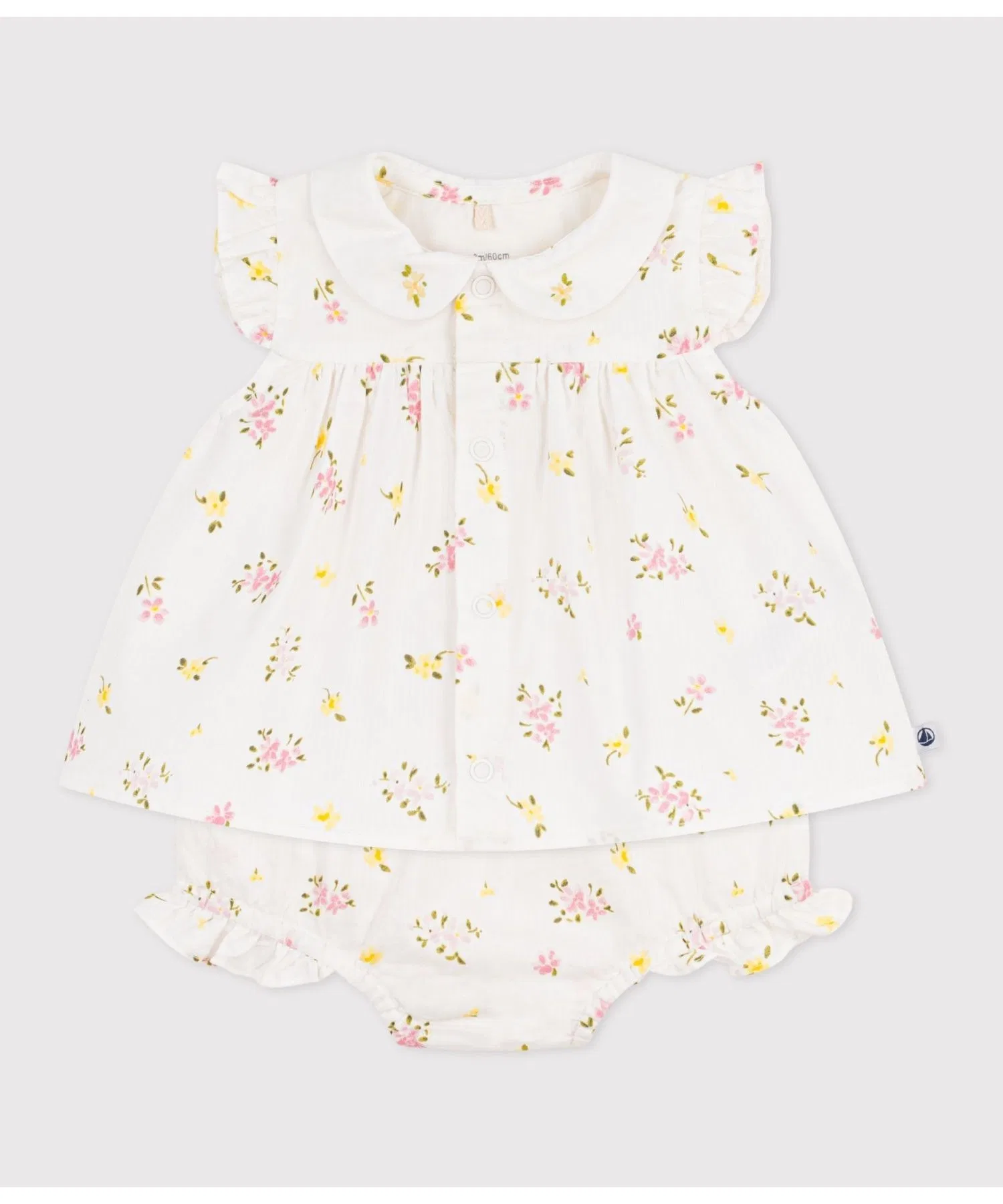 Детский комплект из хлопка с цветочным принтом PETIT BATEAU белый — фото 2