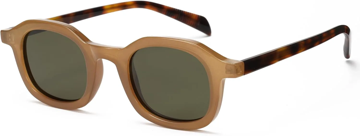 

Солнцезащитные очки Cyxus для женщин и мужчин, поляризованные, круглые, в стиле ретро, ​​винтаж, стильные, с защитой UV400, TR P1559, Frame:tea+lens:green