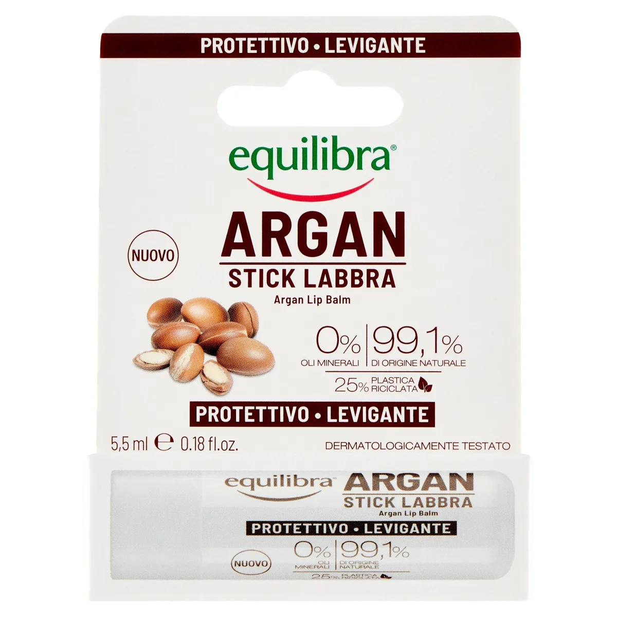 

Equilibra Argan Lip Stick 5,5 мл защищает губы от холодного ветра и жары