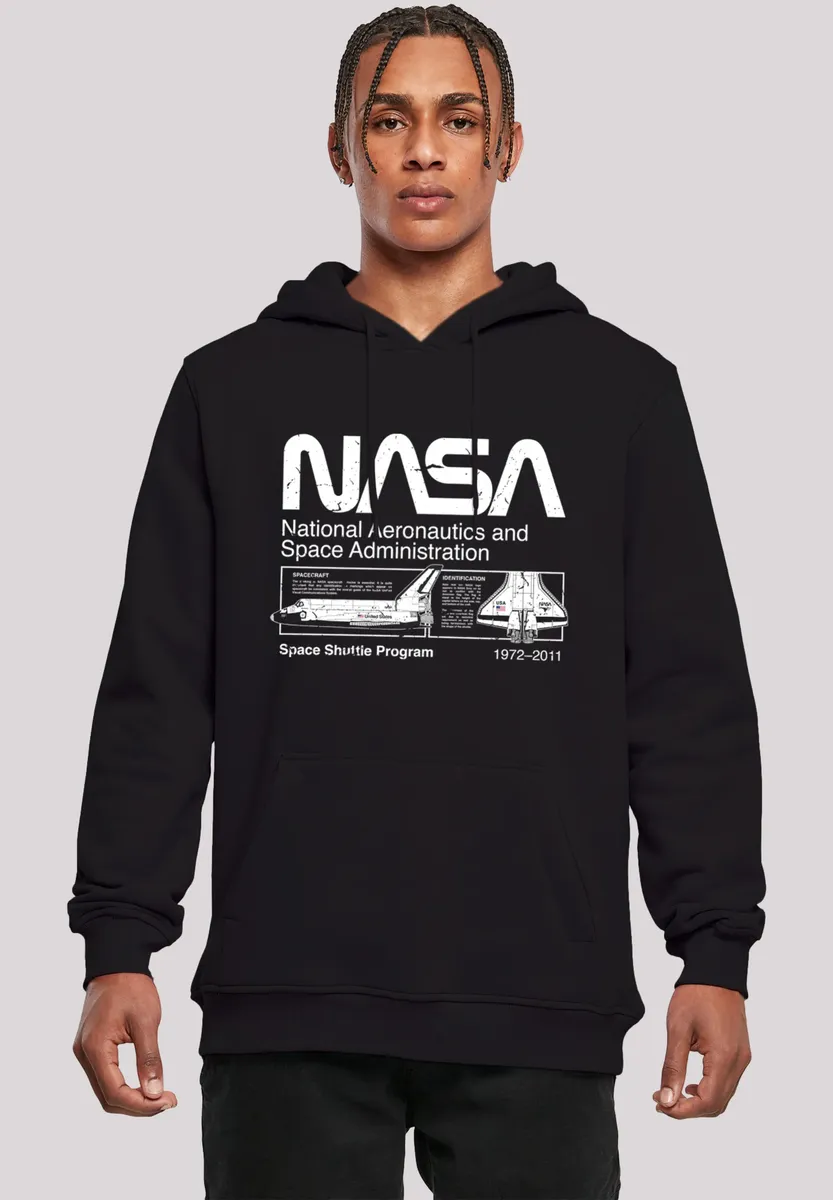 

F4NT4STIC Толстовка "NASA Classic Space Shuttle Black", мужская, премиум-мерч, приталенный крой, толстовка с принтом, черный