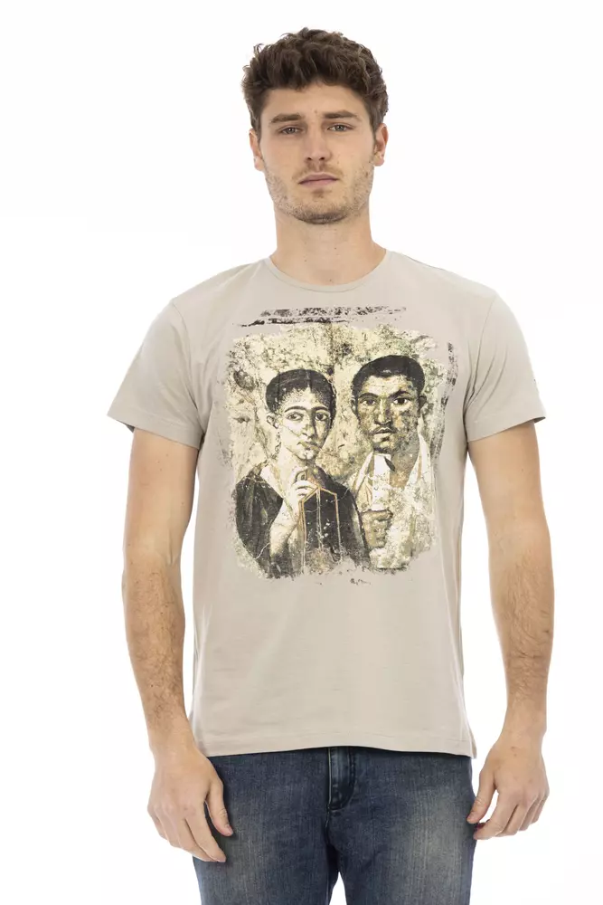 

Бежевая хлопковая мужская футболка Trussardi