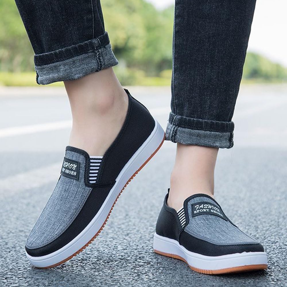 Мужские лоферы на каждый день, слипоны из хлопка, легкие дышащие обувь для ходьбы и вождения на все сезоны Ktprniy, черный — фото 4