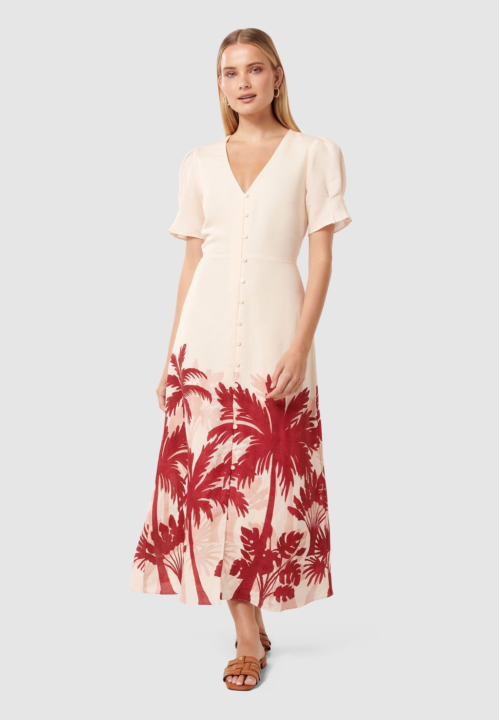 

Повседневное платье JAZ PRINTED MIDI DRESS Forever New, светло-красный