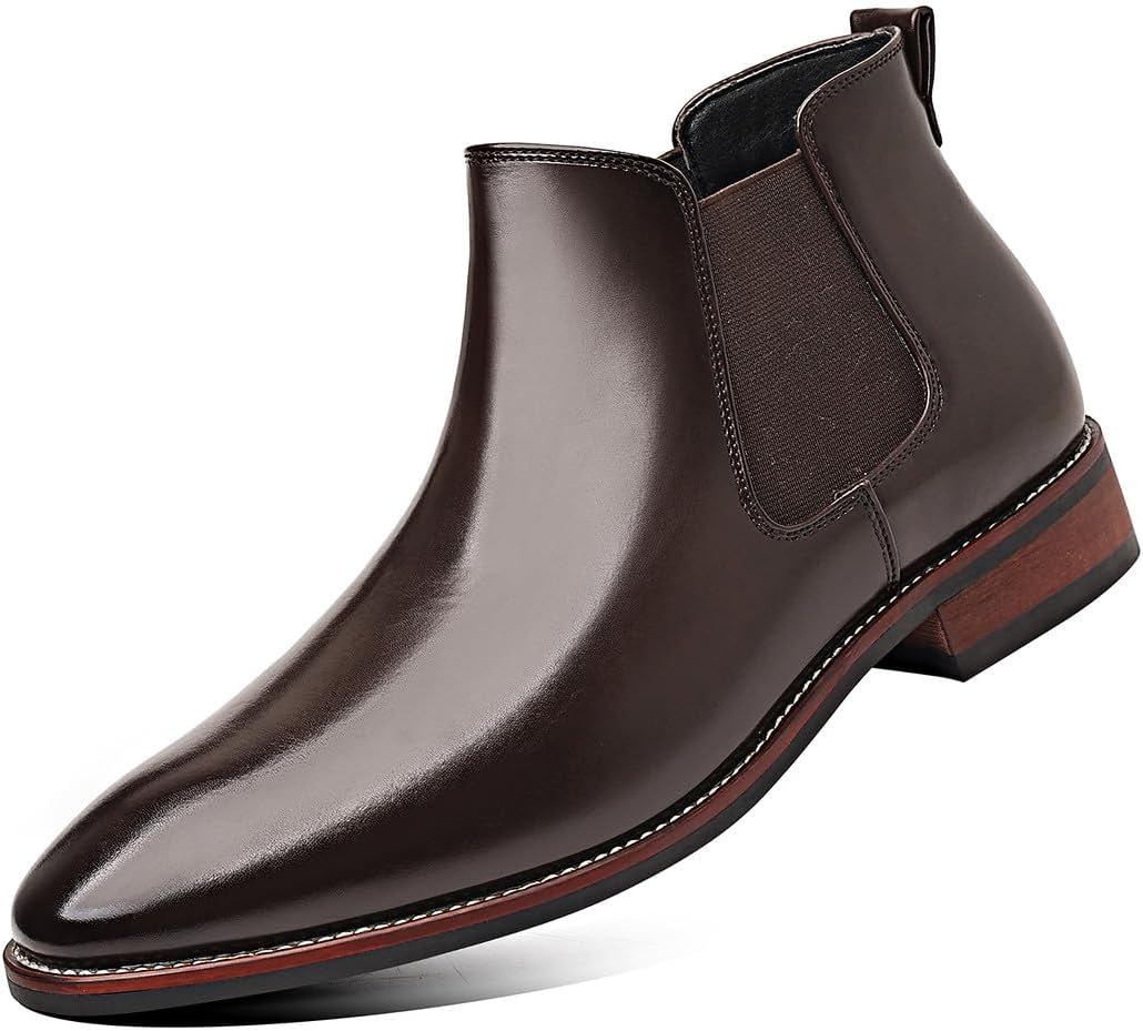 

Мужские повседневные кожаные ботинки-челси Santimon, ботинки на щиколотку с эластичной вставкой, классические, гладкие, модные и универсальные, подходящие для офиса, бордовый