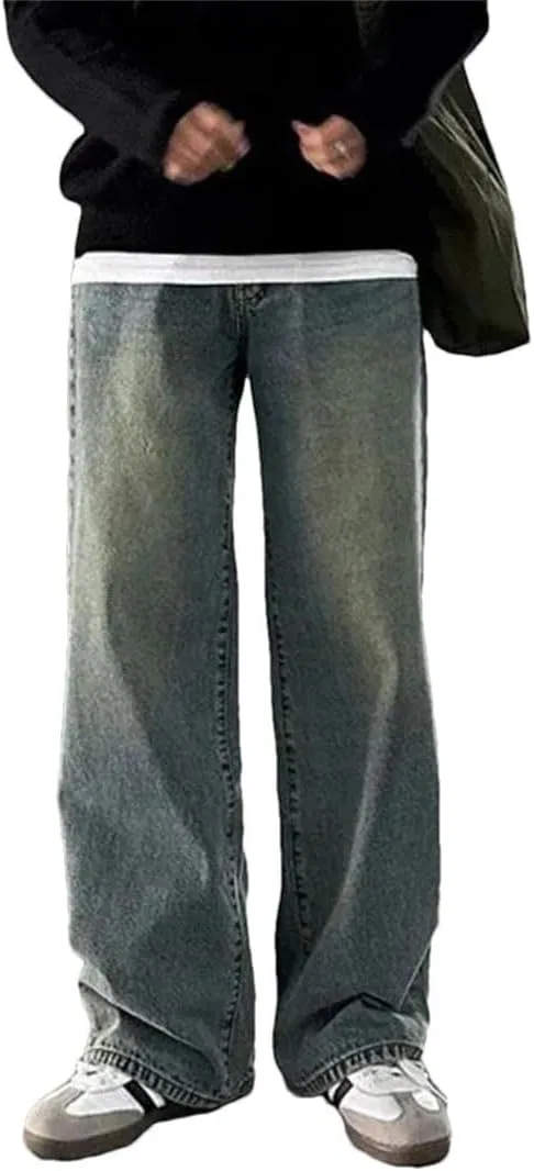 Джинсы свободные прямые Vintage, As Shown