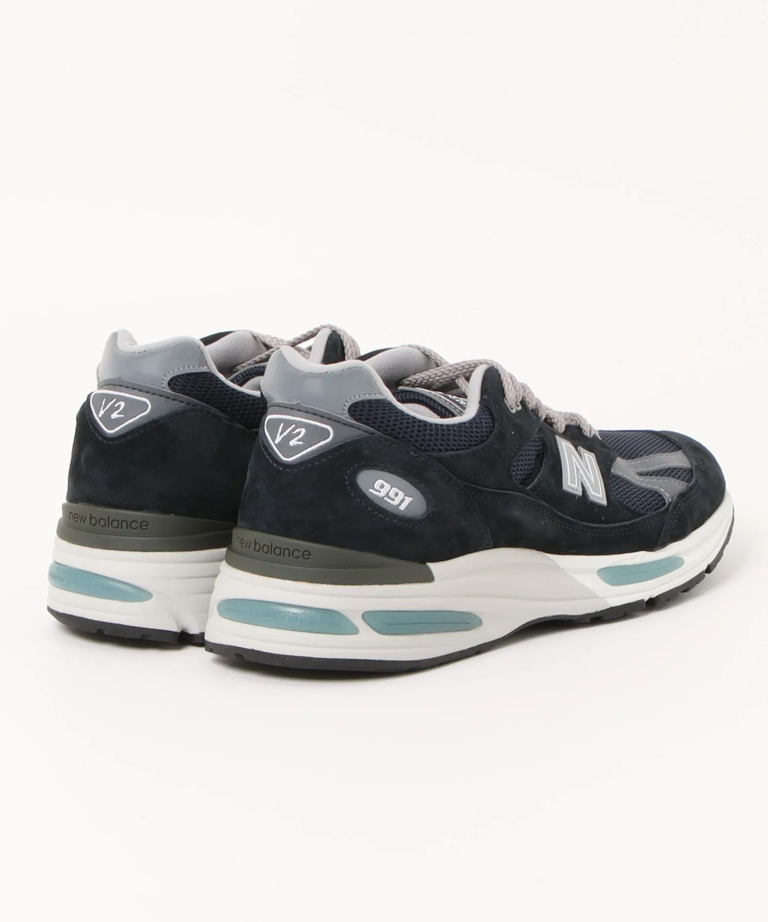 Мужские кроссовки из натуральной кожи Made in UK U991NV2 New Balance NAVY — фото 2