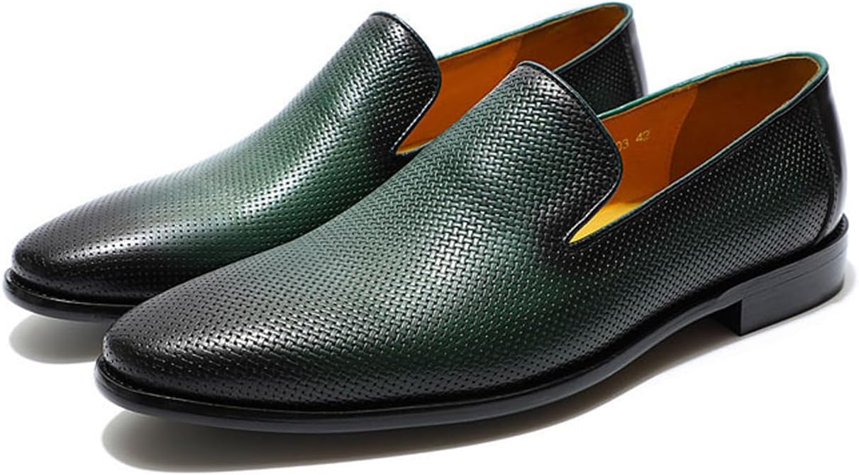 

Мужские лоферы Santimon из кожи премиального качества с верхним слоем - стильные туфли с плетеной текстурой, дышащие, для классического формального и повседневного делового стиля, зеленый