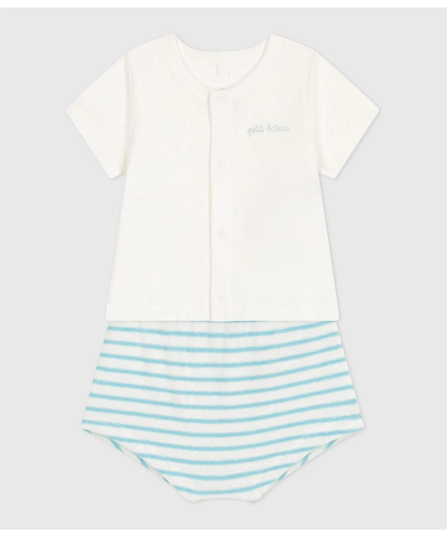 Детский комплект из хлопка Petit Bateau белый с синим — фото 2