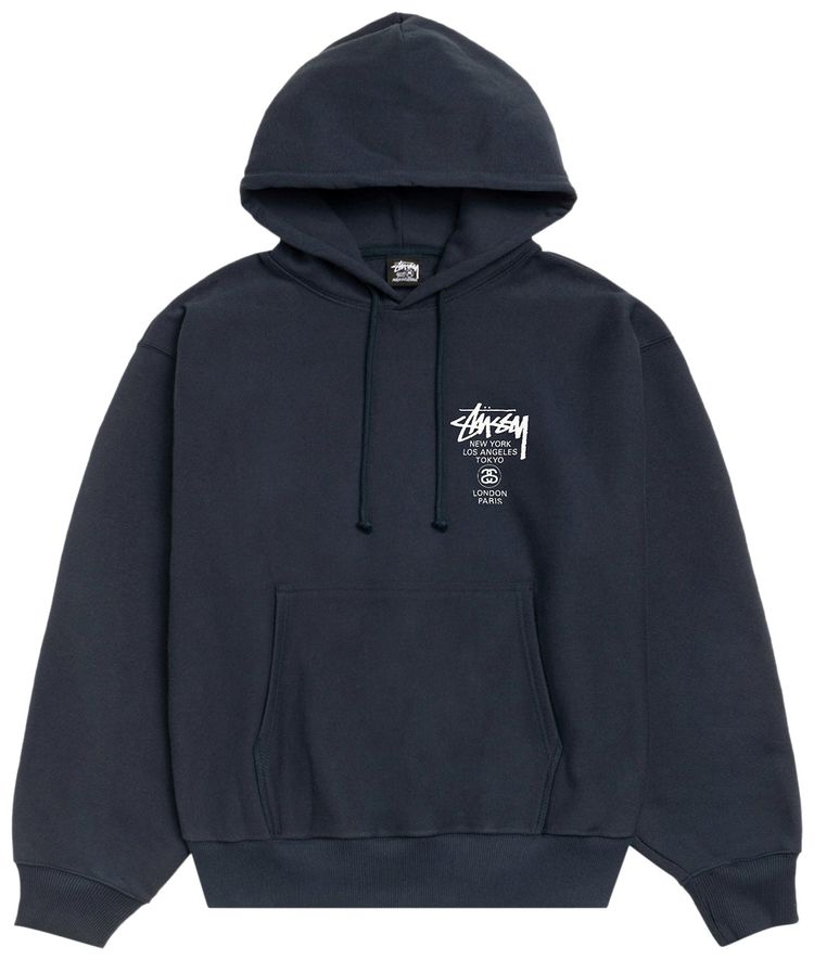

Худи Stussy World Tour, темно-синяя, Синий, Худи Stussy World Tour, темно-синяя
