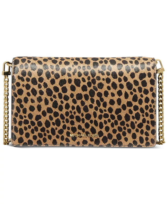 

Jet Set Small Calf Hair Flap Chain Crossbody Michael Kors, коричневый/бежевый