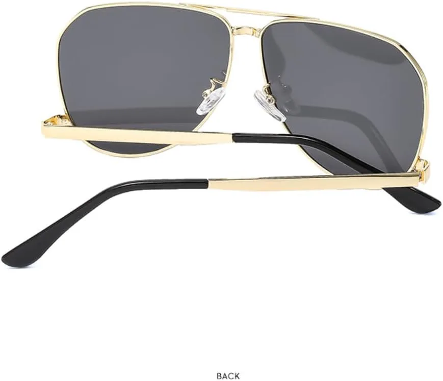 

Крупные овальные солнцезащитные очки для женщин и мужчин, винтажный панк, металлическая оправа, роскошные, модные, с защитой от УФ-излучения UV400 UATXTAU, Gold Black