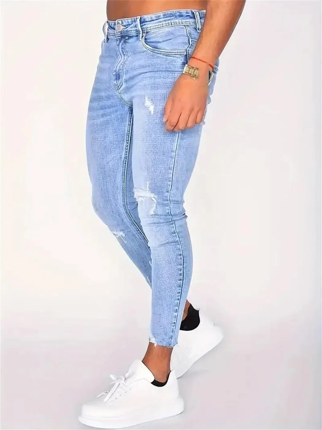 Джинсы Slim Fit Ripped, синие — фото 2
