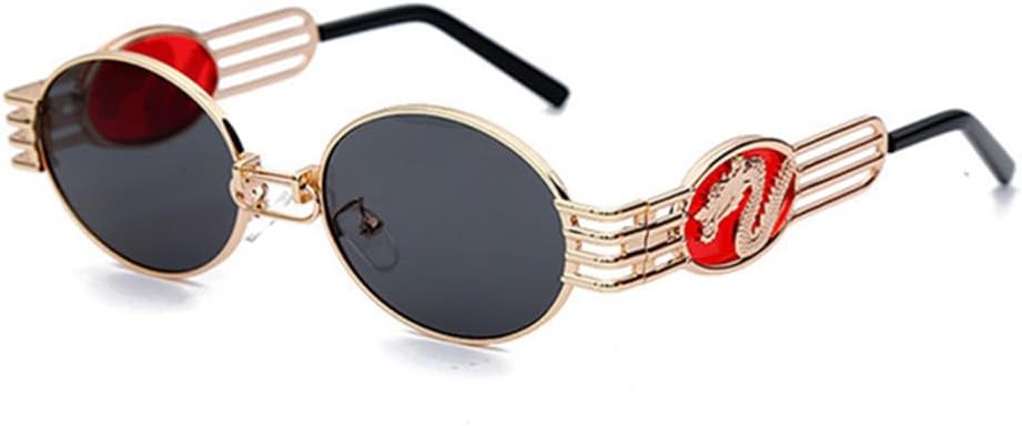 

Овальные солнцезащитные очки из сплава для мужчин в стиле панк, солнцезащитные очки для женщин с зеркальными линзами, солнцезащитные очки для женщин с защитой от УФ-излучения UV400 VFDHN, C1