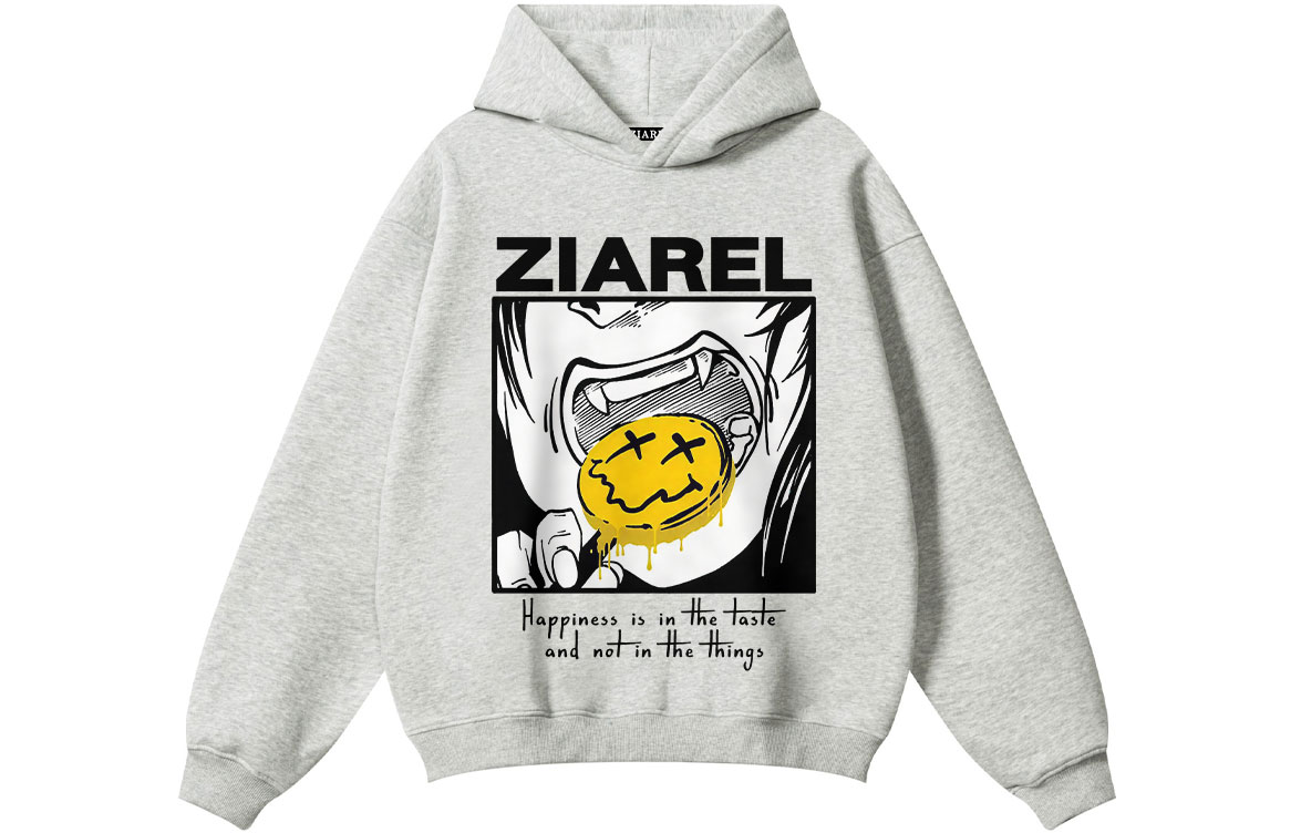 

Толстовка Unisex Hooded Moderate Heavyweight ZIAREL, белый heather серый