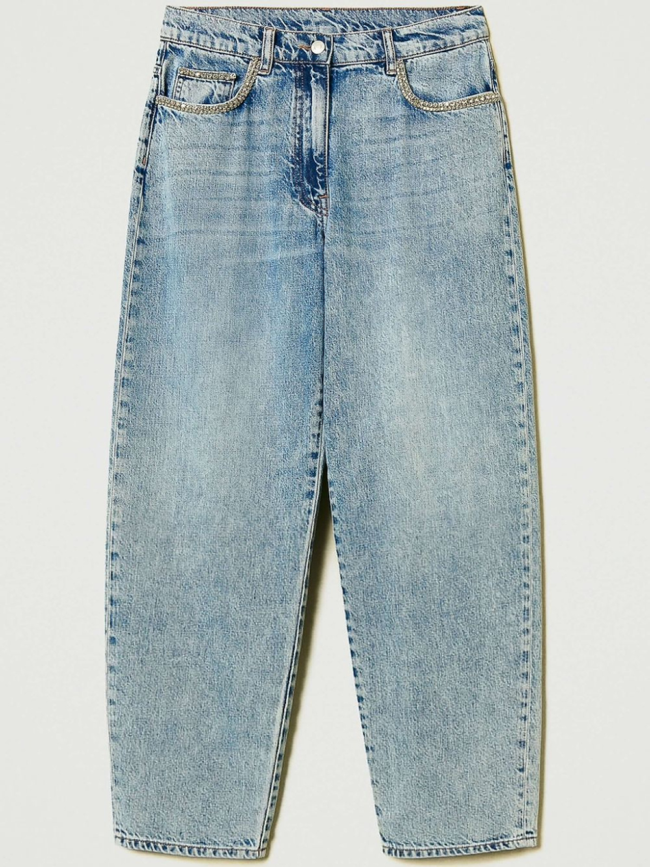 

Зауженные джинсы TWINSET, украшенные стразами, синий