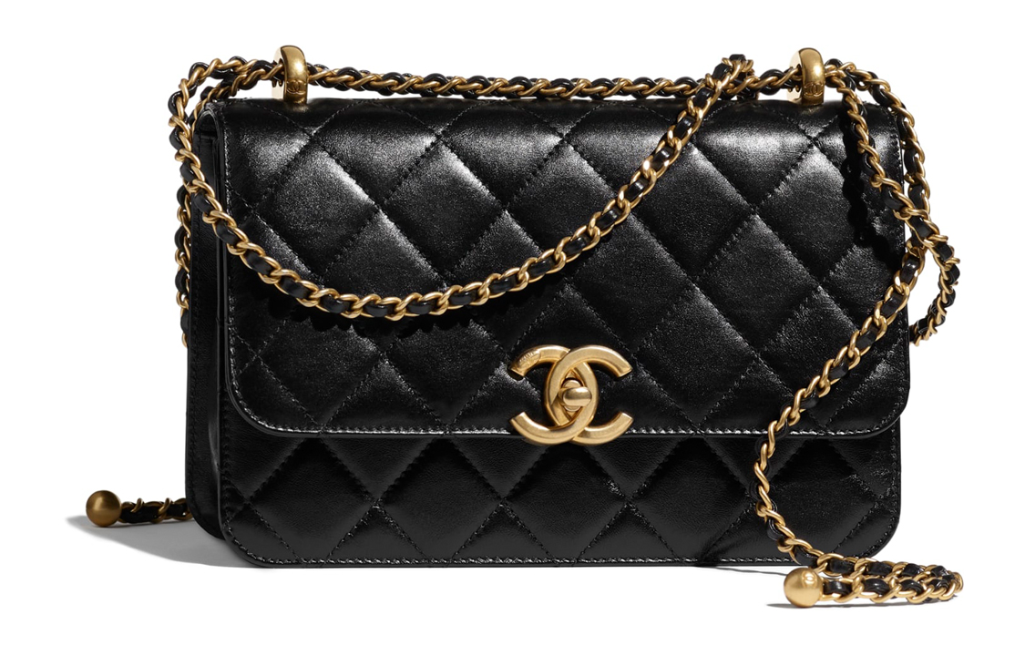 CHANEL Маленькая сумка через плечо с регулируемым ремнем черная AS2649 — фото 2