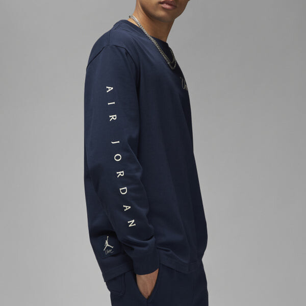 Футболка Air Jordan Long-Sleeve Tee x Union 'College Navy', синий — фото 4