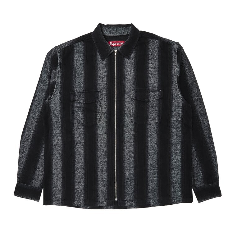 

Рубашка Supreme Stripe Flannel Zip Up 'Black', черный