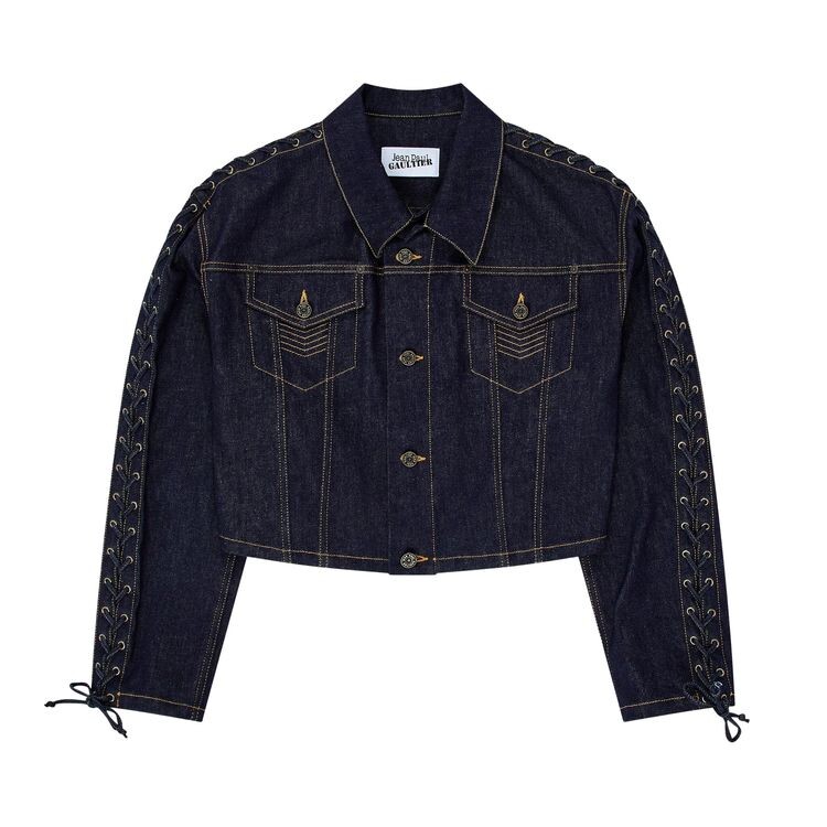 

Куртка Jean Paul Gaultier Flowers Oversized Cropped Denim Jacket Indigo, синий
