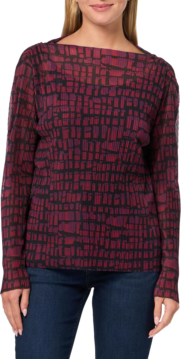 

Женская блузка Calvin Klein с бахромой и высоким воротом, Cranberry Multi