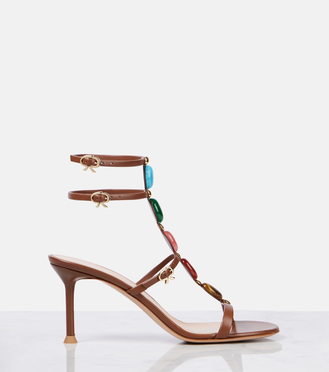 Сандалии Shanti 70 из декорированной кожи Gianvito Rossi, Cuoio — фото 4