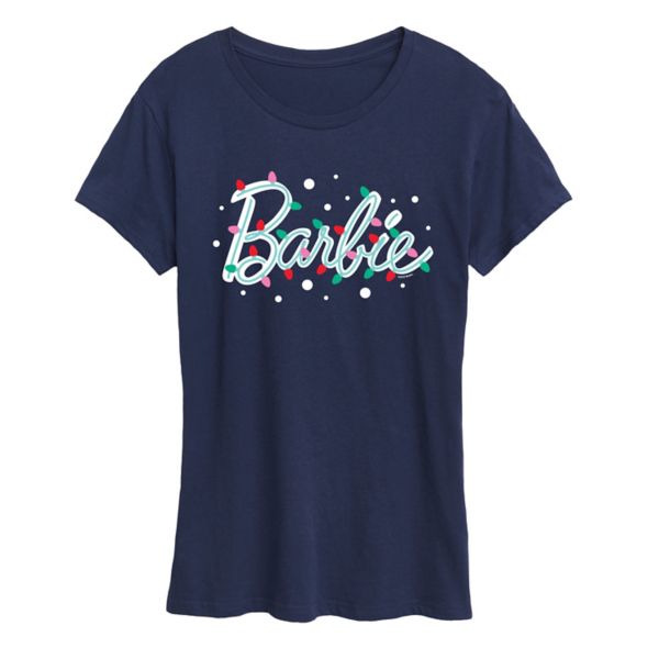 

Женская футболка с логотипом и праздничными огнями Barbie, синий